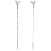 Butterfly with Dangling Chain Silver Earring STC-2191